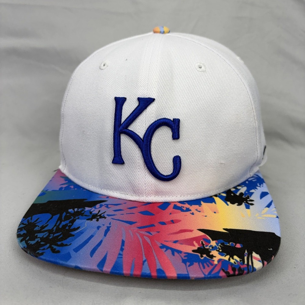 '47 Kansas City Royals Snapback Hat Men OSFA White Tropical Floral Brim